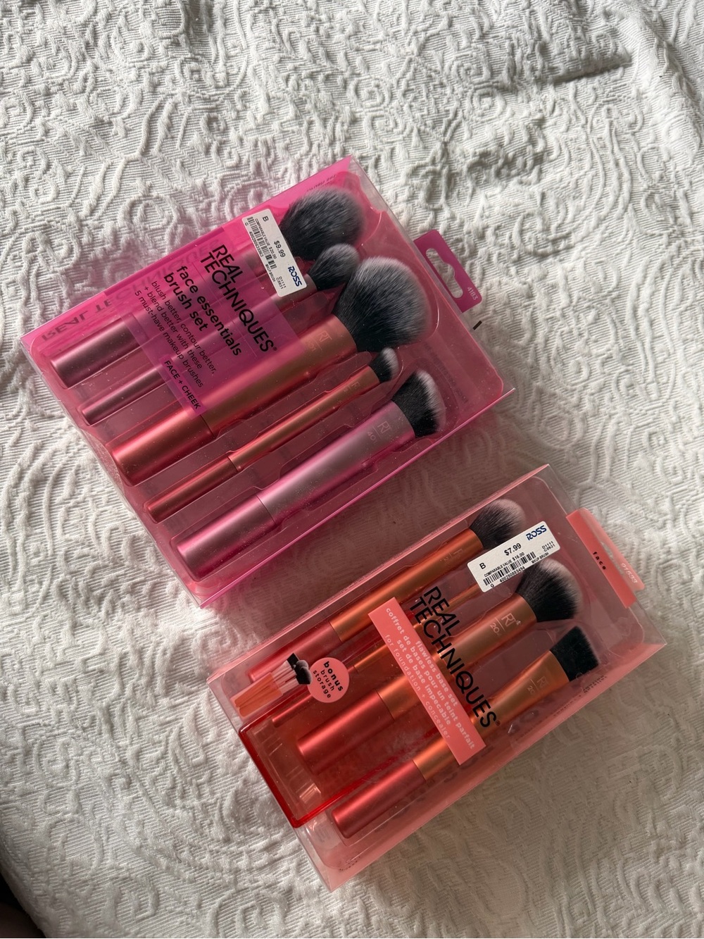 Real Techniques Face Brush Sets in Pink and Coral - Duo Pack
